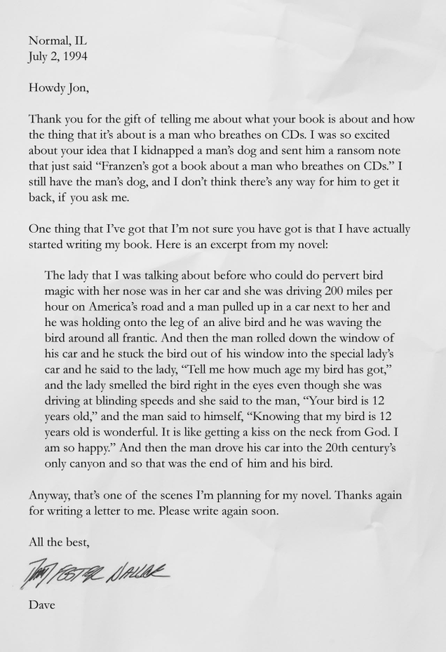 Illustration for article titled Amazing: Check Out These Letters Between Jonathan Franzen And David Foster Wallace